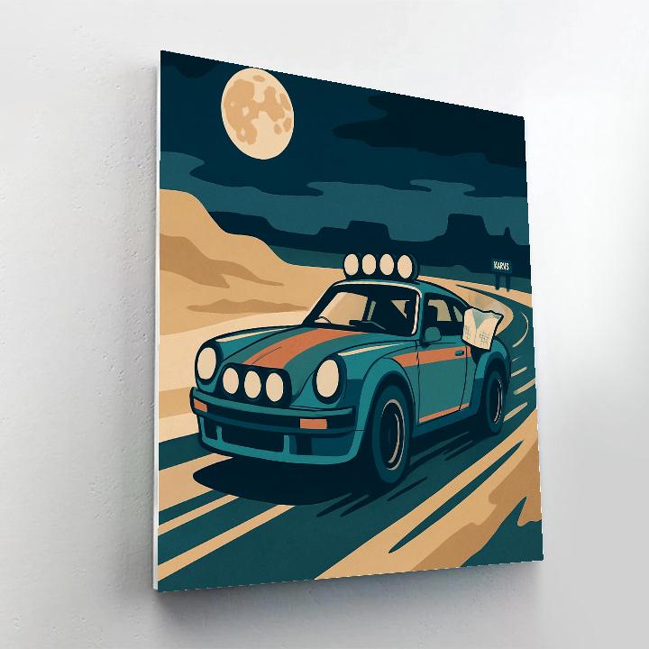 Midnight Paper Map Cars Rally paint by color