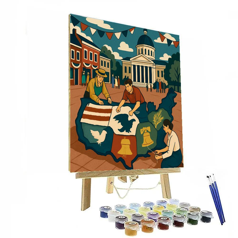 National Heritage Quilt Map Panorama Number painting