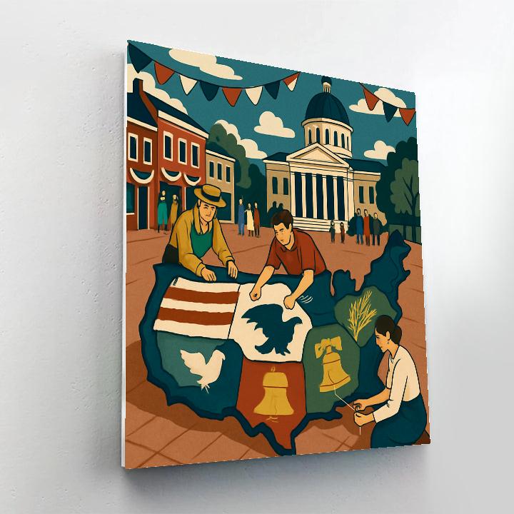 National Heritage Quilt Map Panorama Number painting