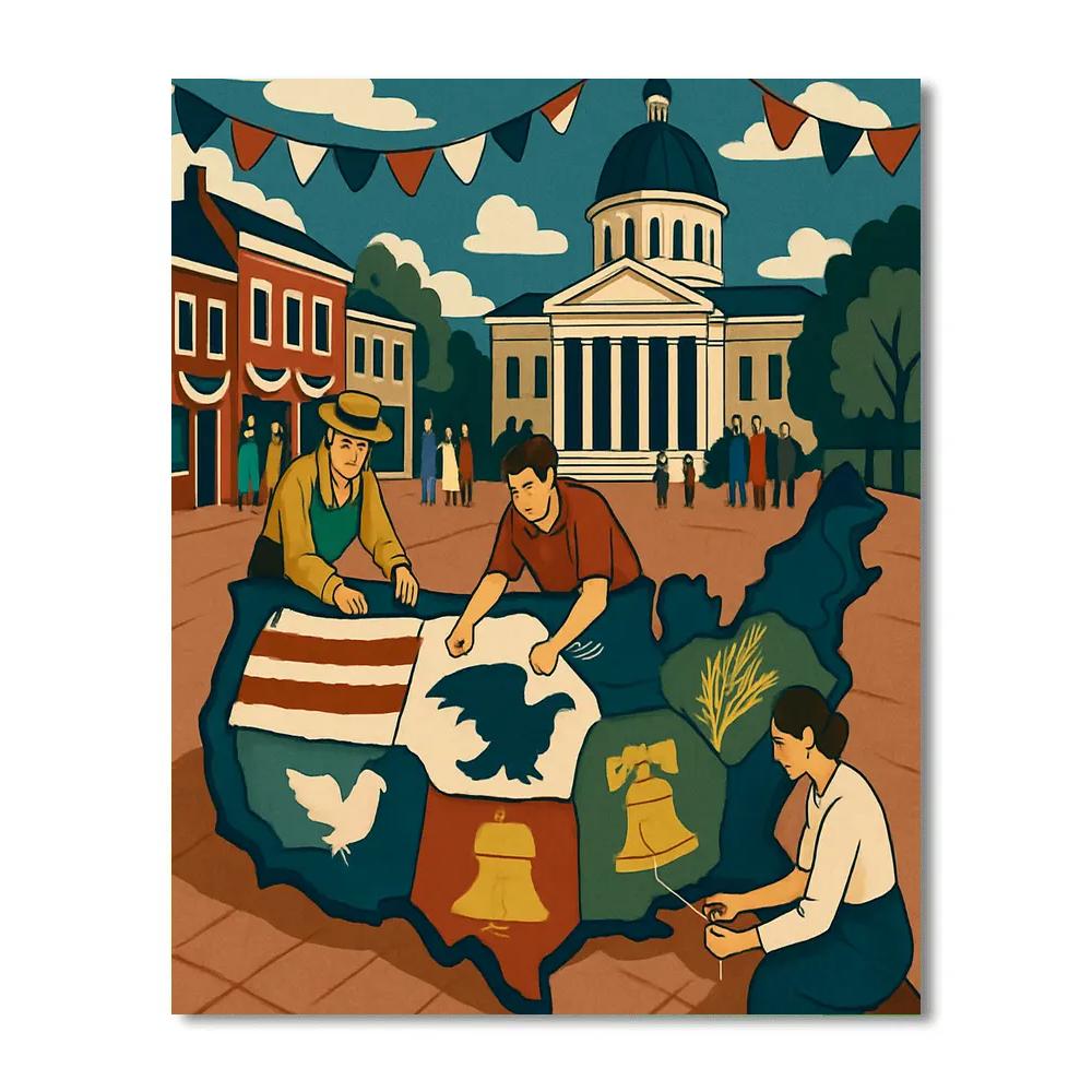 National Heritage Quilt Map Panorama Number painting