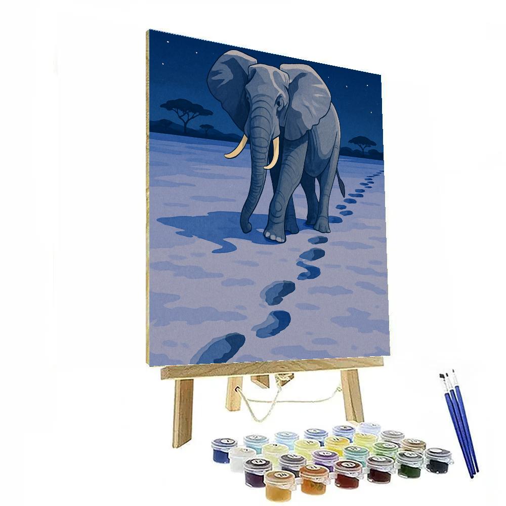 Moonlit Salt Pan With Elephant Tracks paint by color