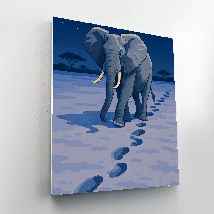 Moonlit Salt Pan With Elephant Tracks paint by color