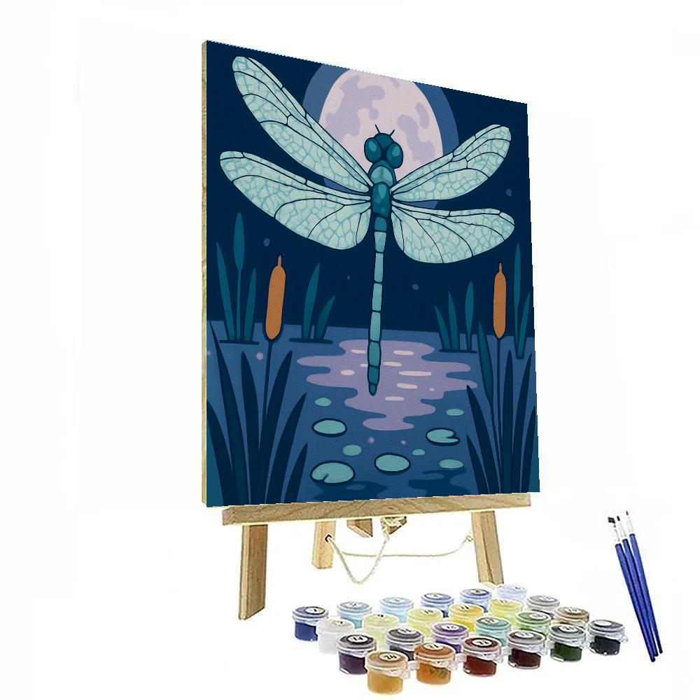 Moonlit Marsh Dragonfly Reverie painting number kit