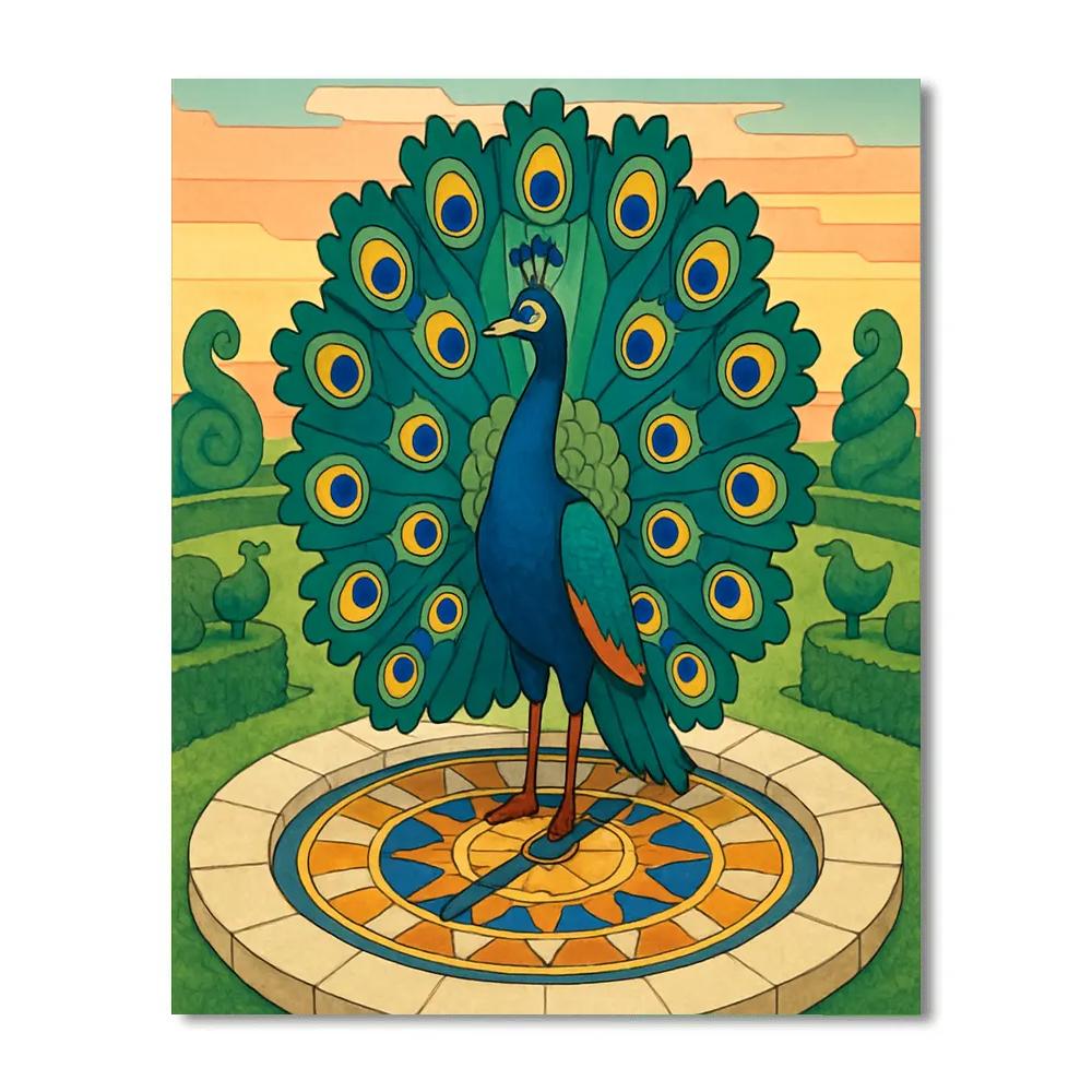 Peacock Clockwork Garden Emblem DIY paint by numbers