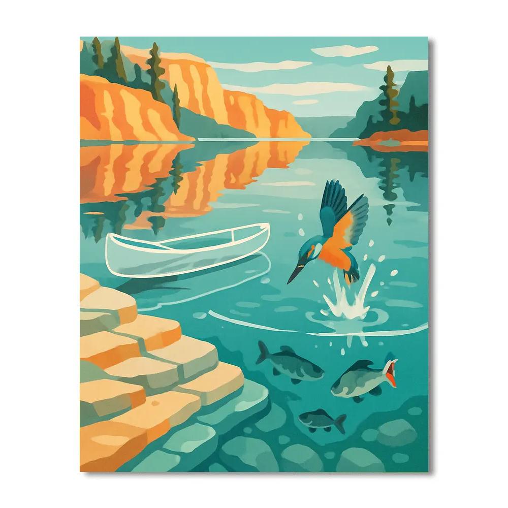 Crystal Shelf Cove Lake Crafted Reflection paint by numbers