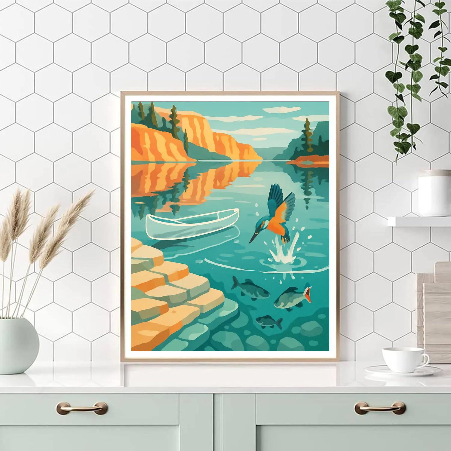 Crystal Shelf Cove Lake Crafted Reflection paint by numbers