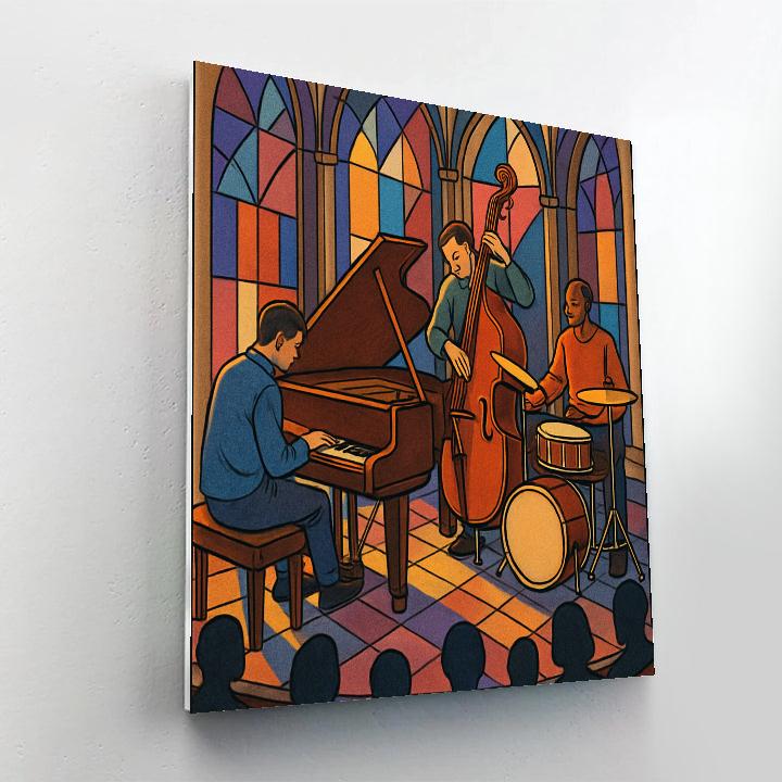 Stained Glass Atrium With Jazz Trio DIY paint by numbers