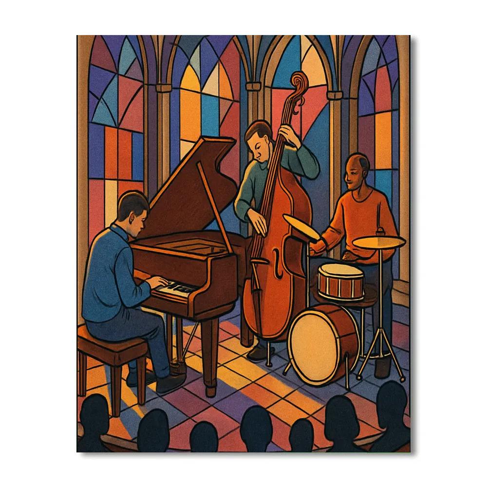 Stained Glass Atrium With Jazz Trio DIY paint by numbers