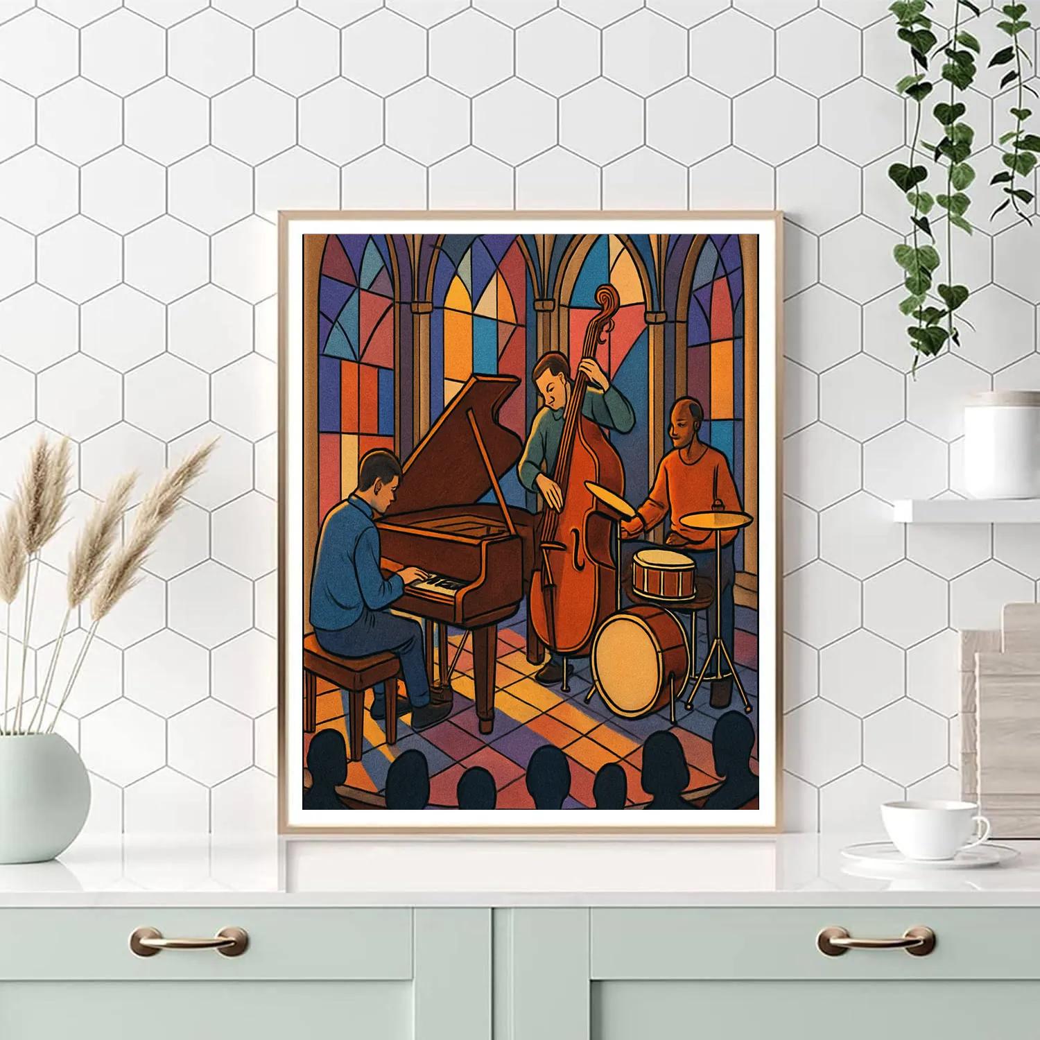 Stained Glass Atrium With Jazz Trio DIY paint by numbers