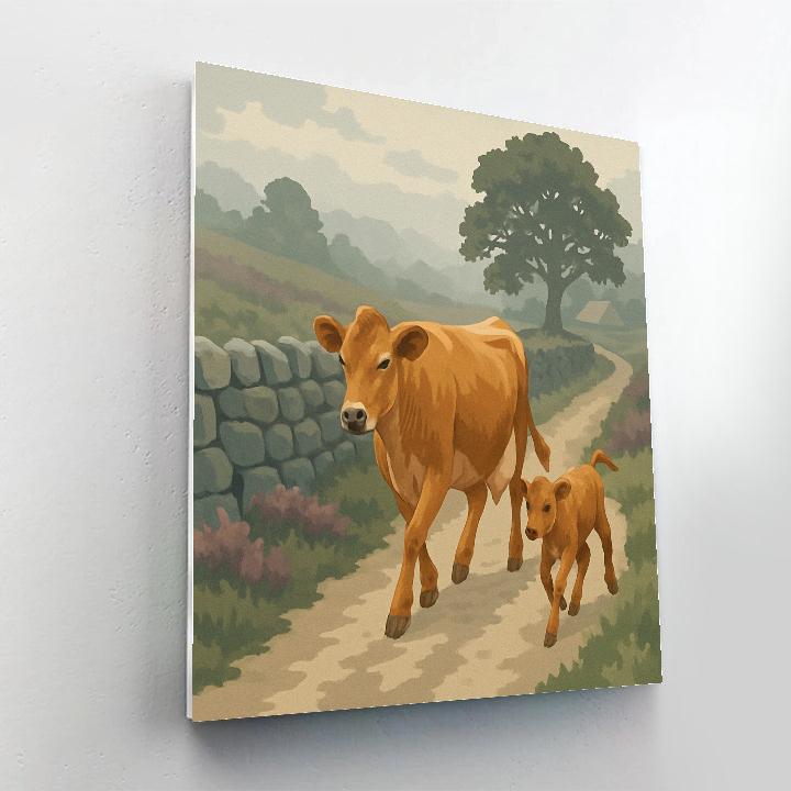 Stone Wall Pasture With Cow Light Paint by numbers kits
