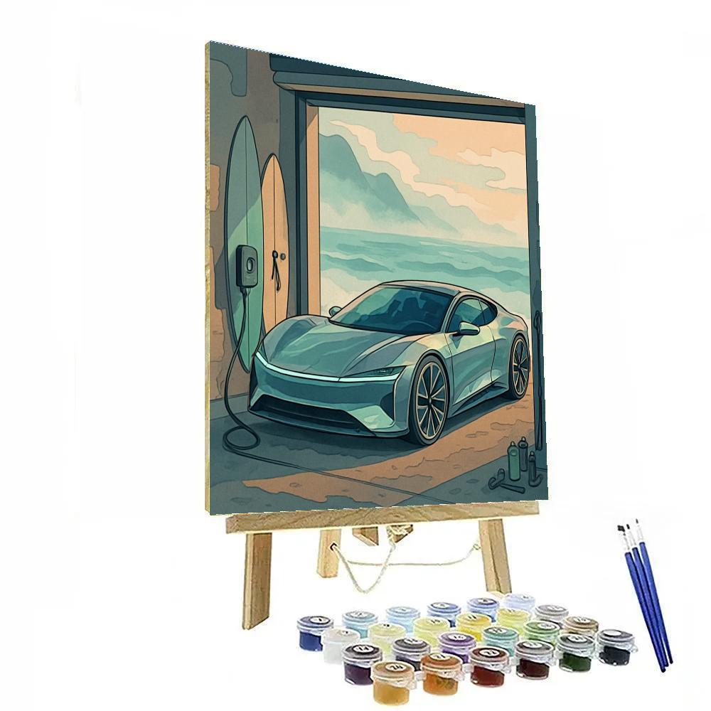 Chrome Tide Cars In Coastal Garage paint by number