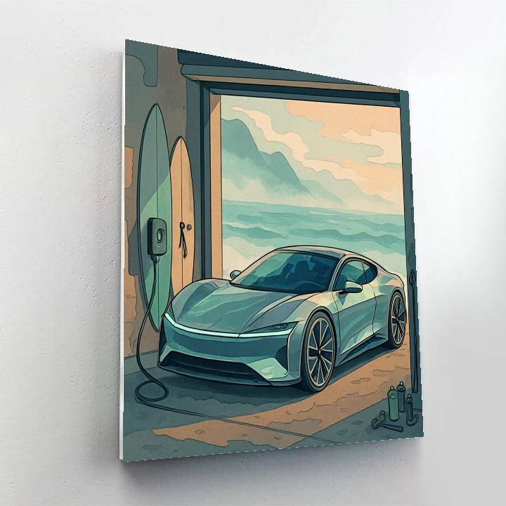Chrome Tide Cars In Coastal Garage paint by number