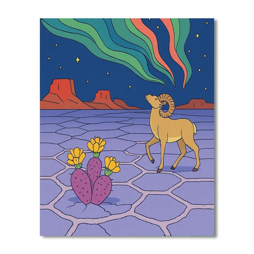 Salt Pan Ridges Under Desert Aurora Numbered painting kits