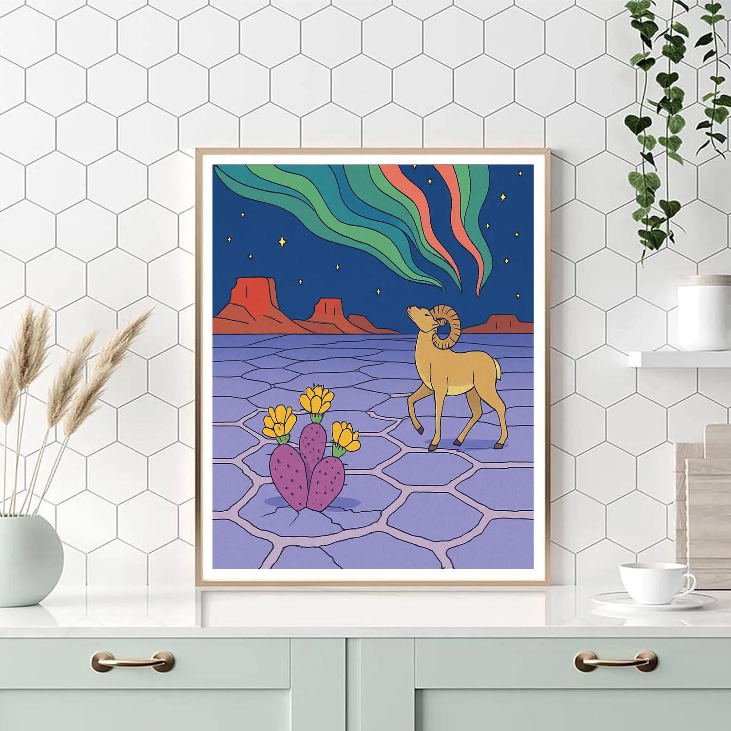 Salt Pan Ridges Under Desert Aurora Numbered painting kits