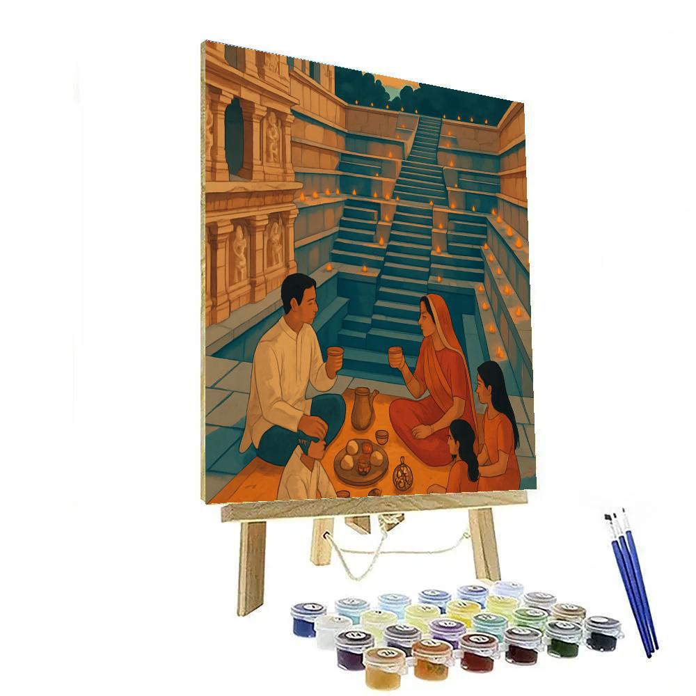 India Stepwell Stargazing Picnic Paint by numbers kits