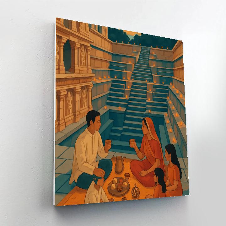India Stepwell Stargazing Picnic Paint by numbers kits