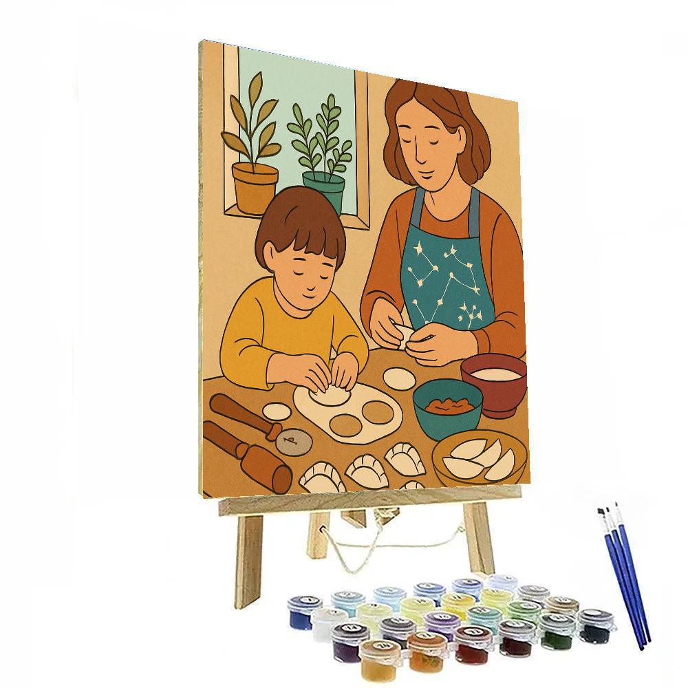 Tea Ceremony With Mother’s Constellation Apron painting number kit