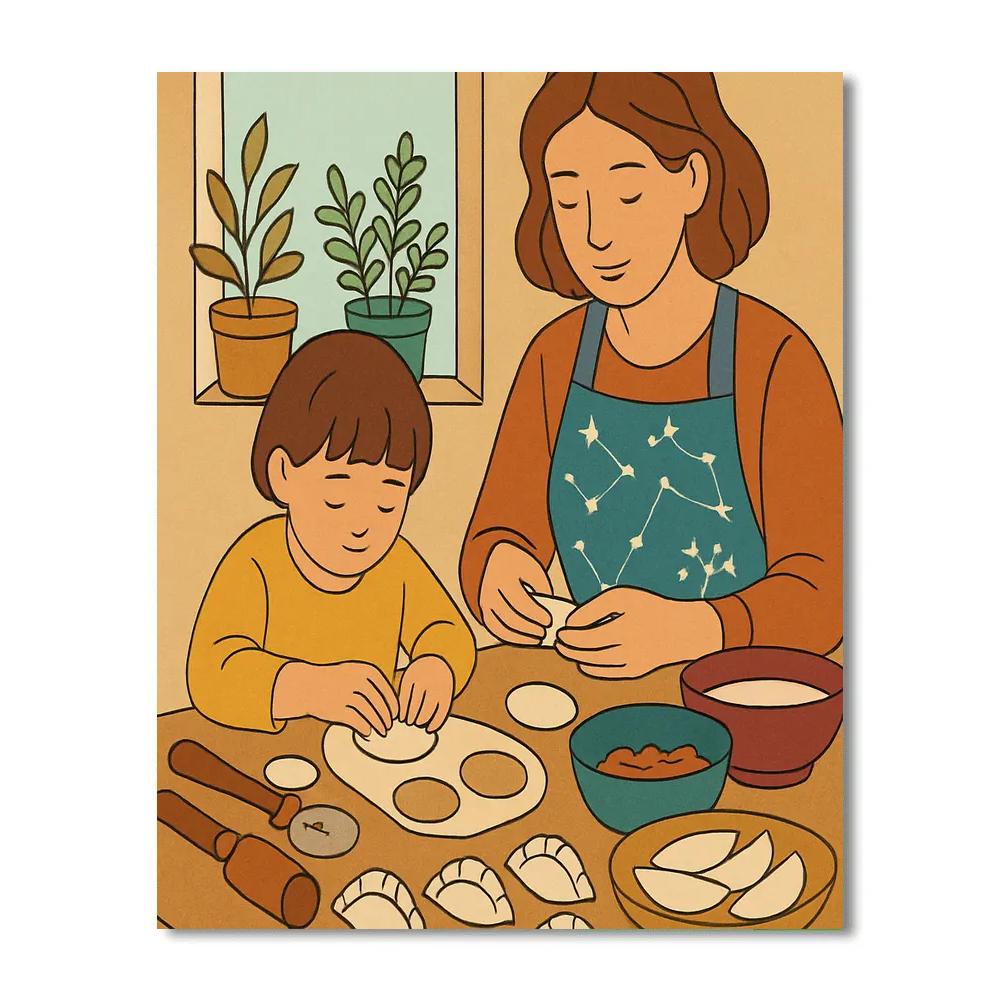 Tea Ceremony With Mother’s Constellation Apron painting number kit