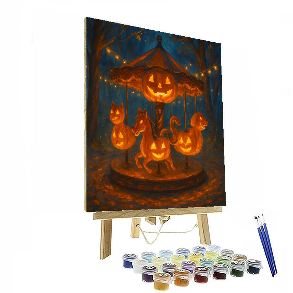 The Candle Carved Pumpkin Carousel DIY paint by numbers