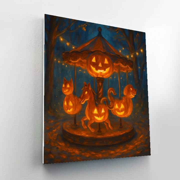 The Candle Carved Pumpkin Carousel DIY paint by numbers