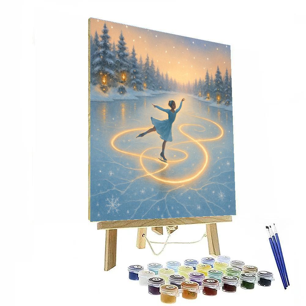 The Candlelit Skating Ribbon Lake paint by number