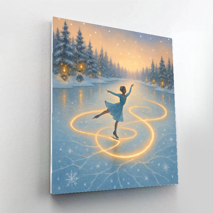 The Candlelit Skating Ribbon Lake paint by number
