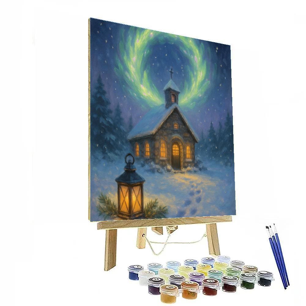 Aurora Wreath Over The Quiet Chapel Paint by numbers kits