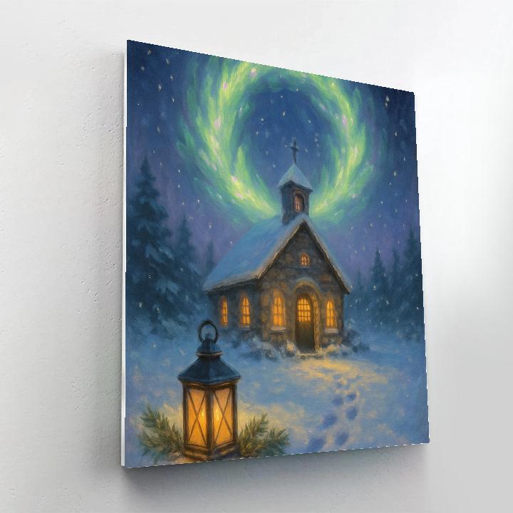 Aurora Wreath Over The Quiet Chapel Paint by numbers kits