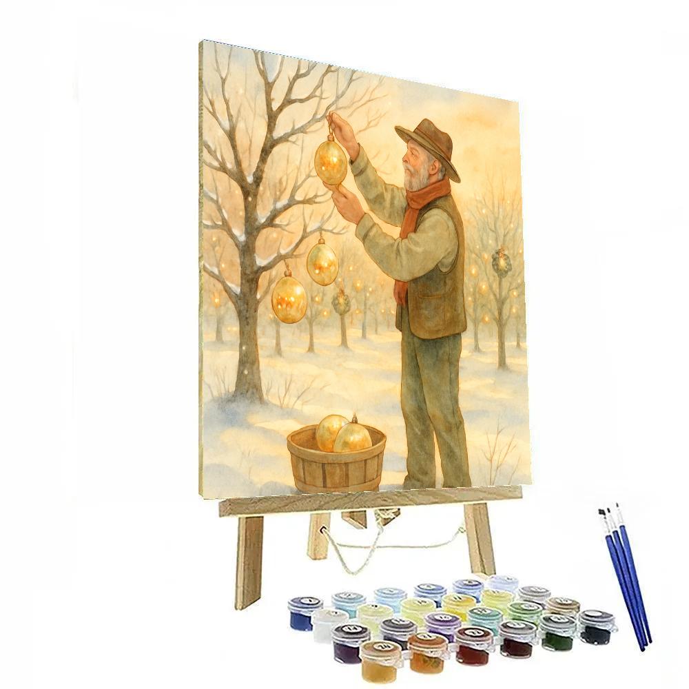 Snowy Orchard With Ornament Apples paint by number