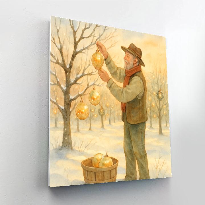 Snowy Orchard With Ornament Apples paint by number