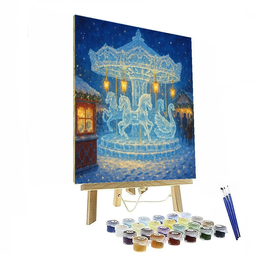 Carved Ice Carousel At The Winter Fair Numbered painting kits