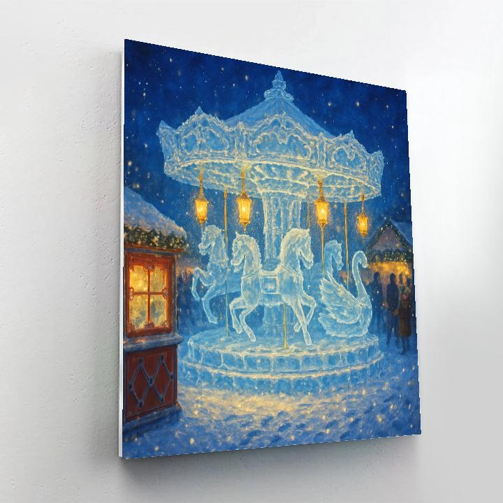 Carved Ice Carousel At The Winter Fair Numbered painting kits