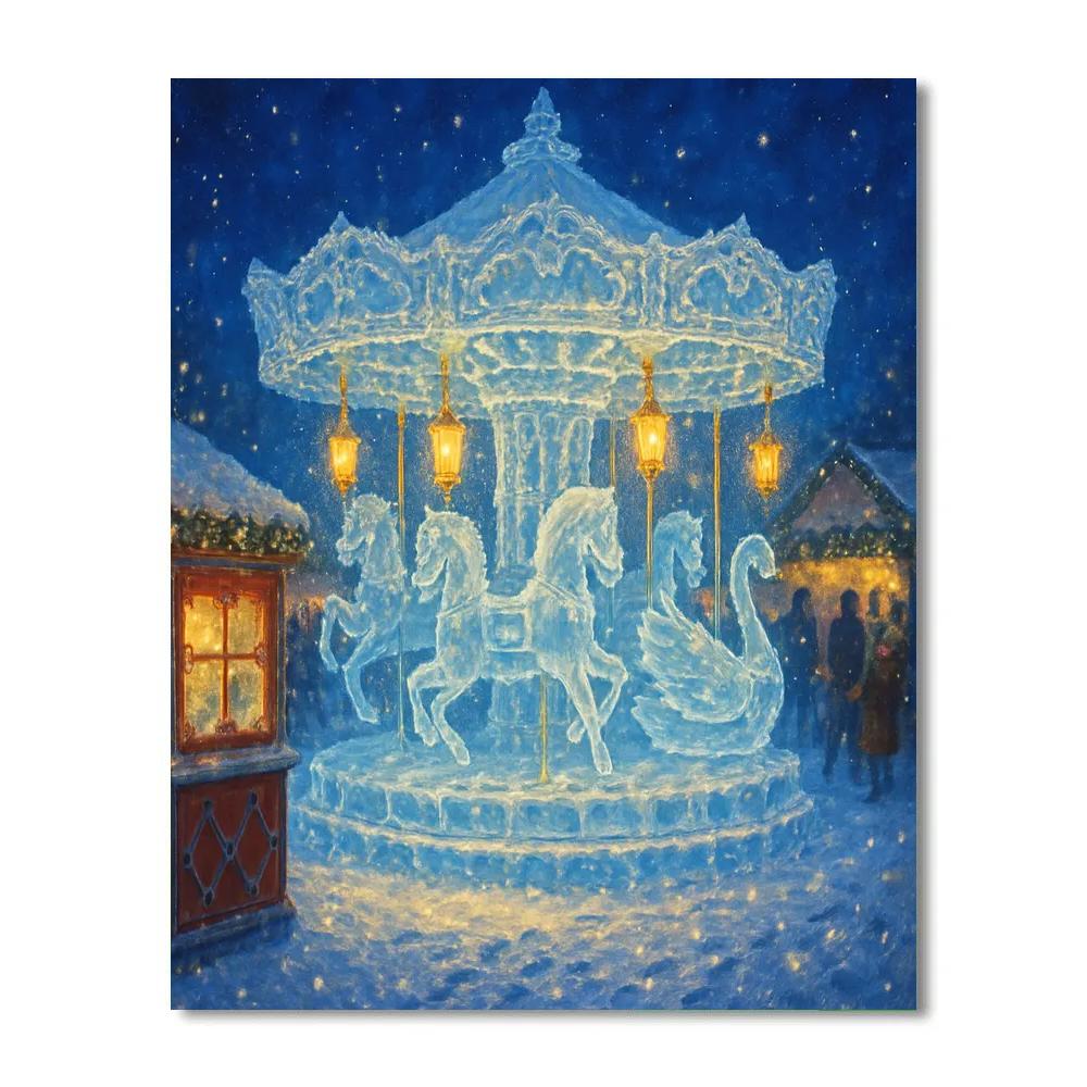 Carved Ice Carousel At The Winter Fair Numbered painting kits