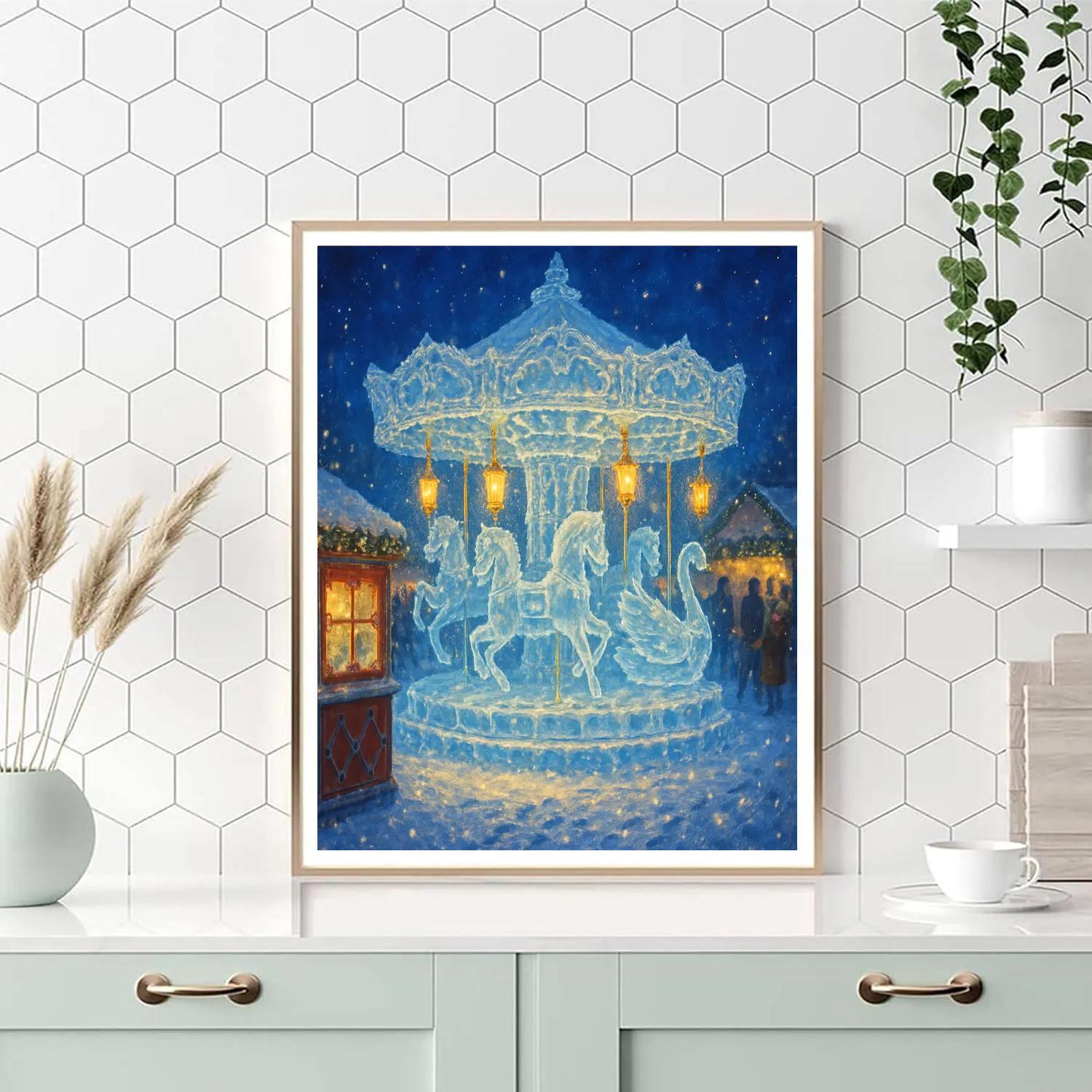 Carved Ice Carousel At The Winter Fair Numbered painting kits