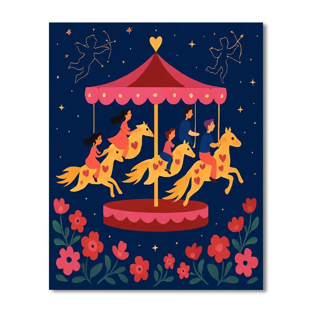 Valentines Day Star Garden Carousel paint by number