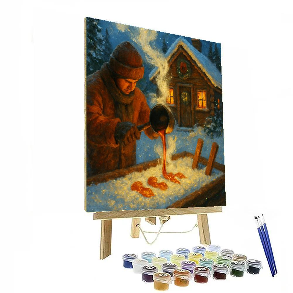 Moonlit Maple Cabin With Sugar Snow DIY paint by numbers