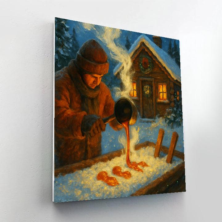 Moonlit Maple Cabin With Sugar Snow DIY paint by numbers