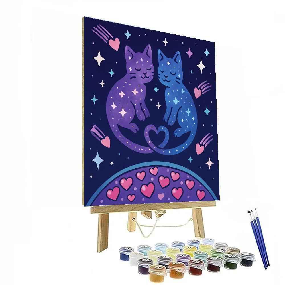 Celestial Cats In Valentines Day Constellations DIY paint by numbers