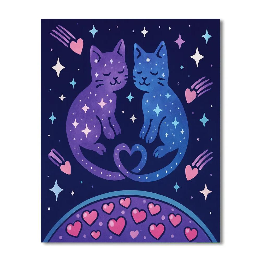 Celestial Cats In Valentines Day Constellations DIY paint by numbers