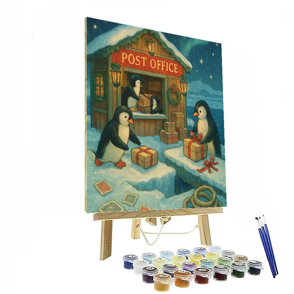 Penguin Post Office On The Iceberg Pier paint by numbers