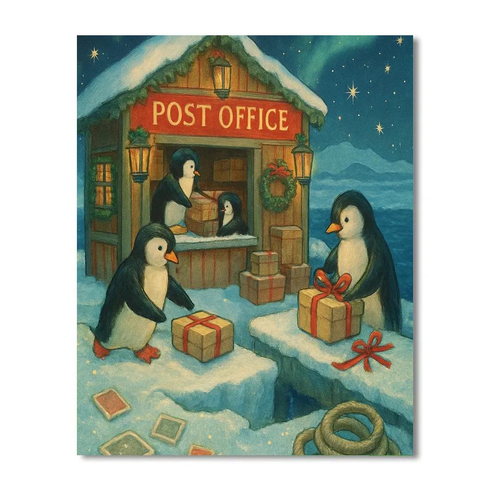 Penguin Post Office On The Iceberg Pier paint by numbers