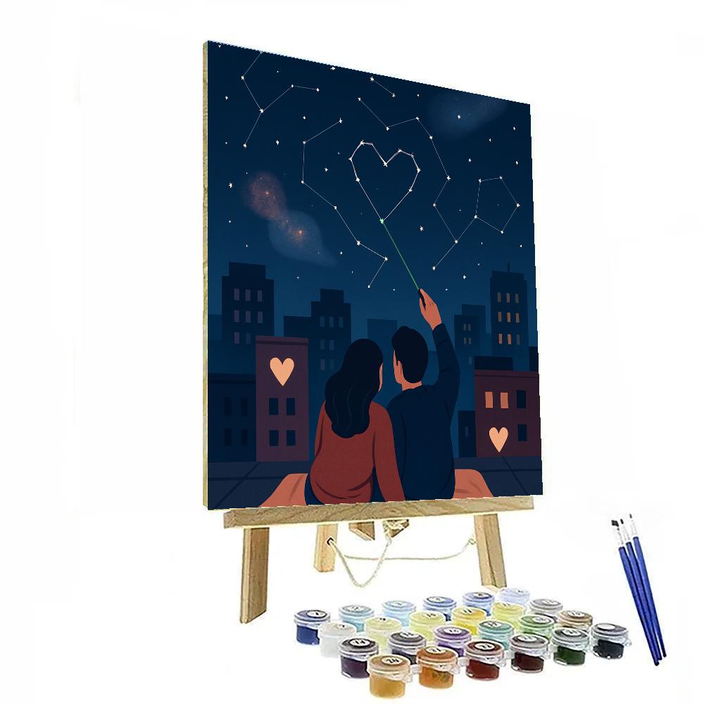 Stargazers On The Valentines Day Rooftop Paint by numbers kits