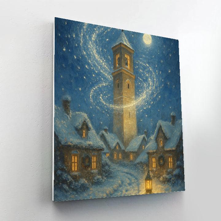 The Quiet Bell Tower Snowfall Spiral Painting by numbers kit
