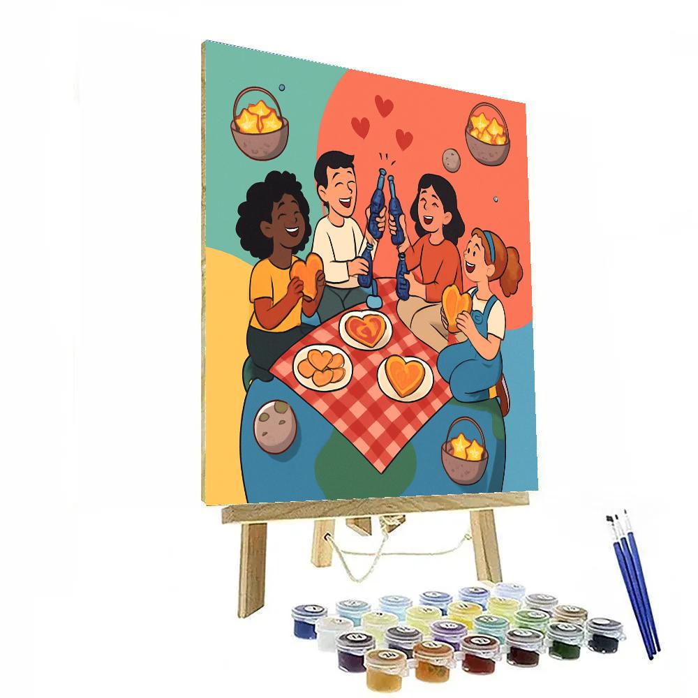 Planetary Picnic Valentines Day Gathering Painting by numbers kit