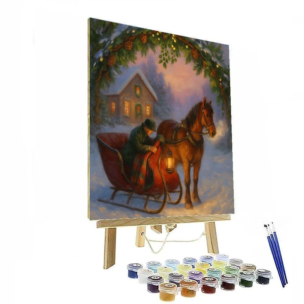 Mistletoe Archway At The Horse Drawn Sleigh Stop paint by number