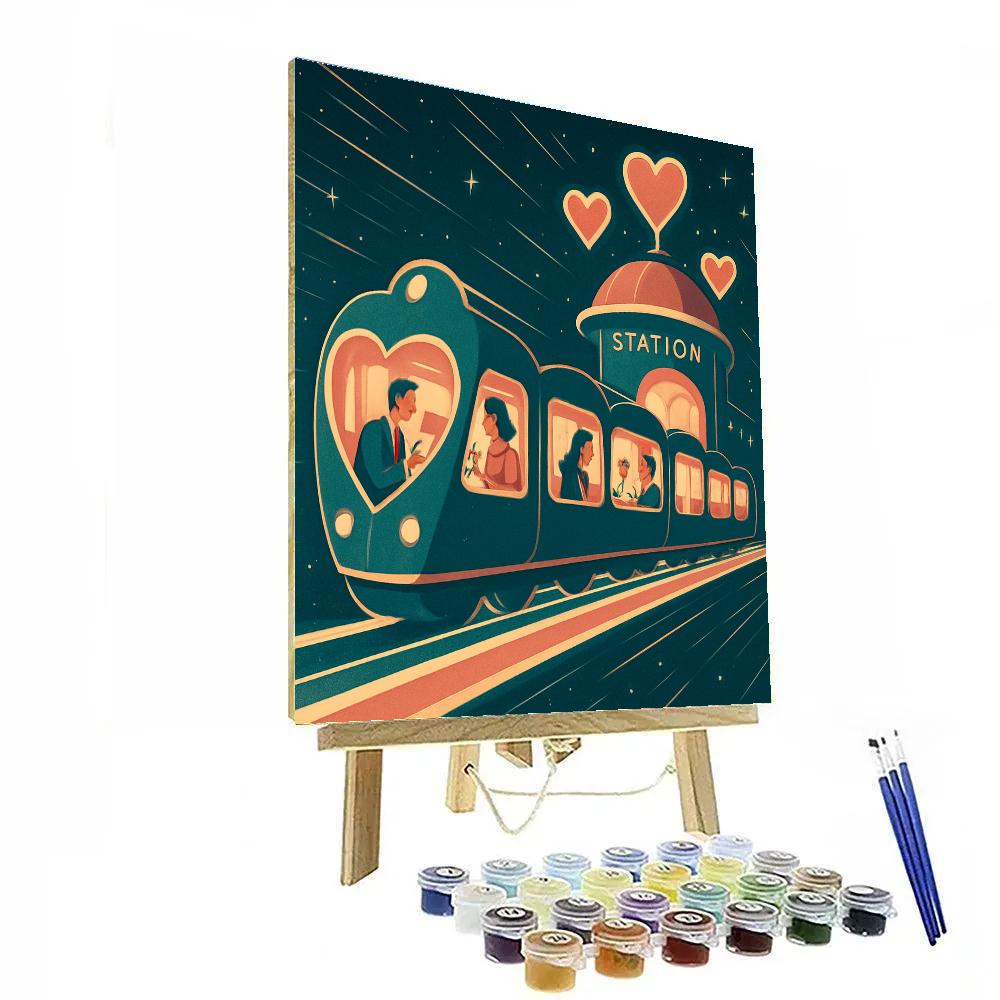Galactic Train To Valentines Day Station paint by color