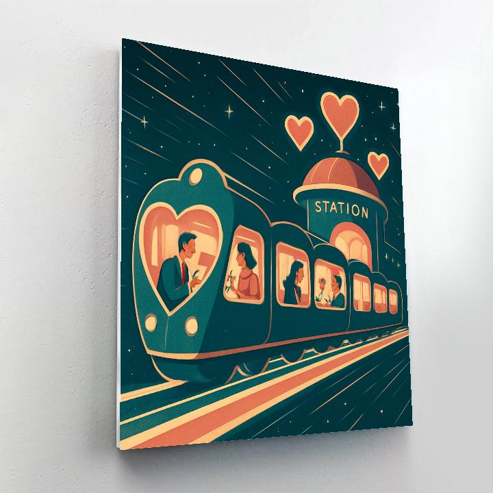 Galactic Train To Valentines Day Station paint by color