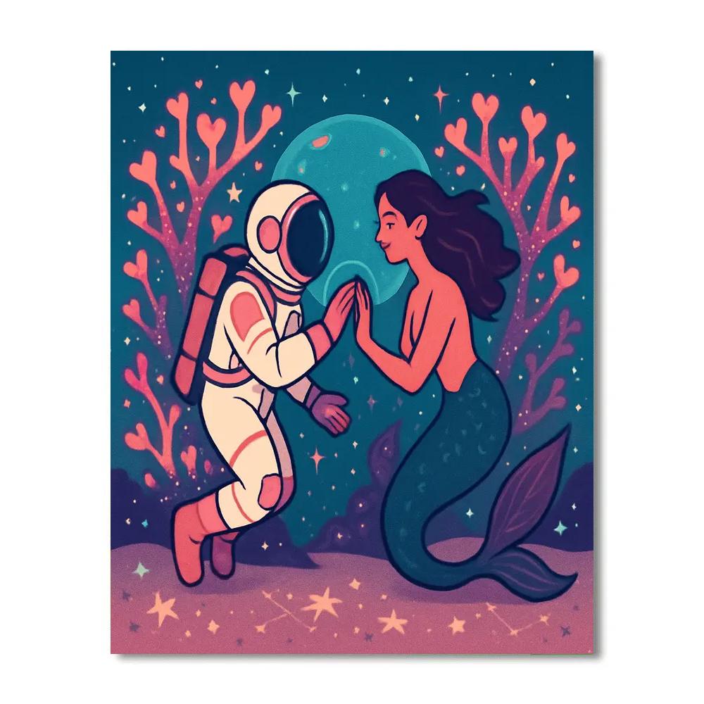 Undersea Valentines Day Galaxy Reef Paint by numbers art
