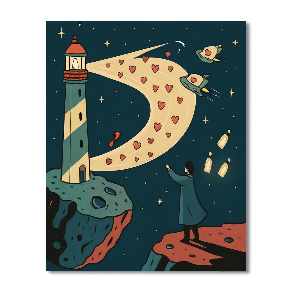 Valentines Day Lighthouse Of Comets Painting by numbers kit