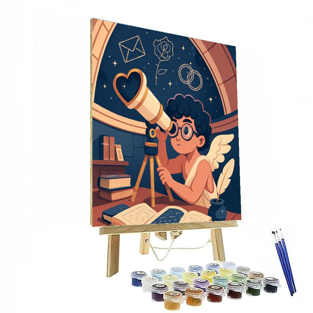 Cupids Observatory Valentines Day Skywatch painting number kit